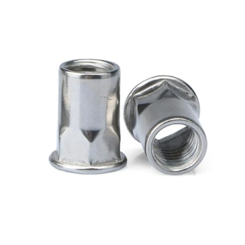 10Pcs M3 M4 M5 M6 M8 Stainless Steel Rivnut Flat Head Half Hex Body Rivet Nut Insert Nutsert