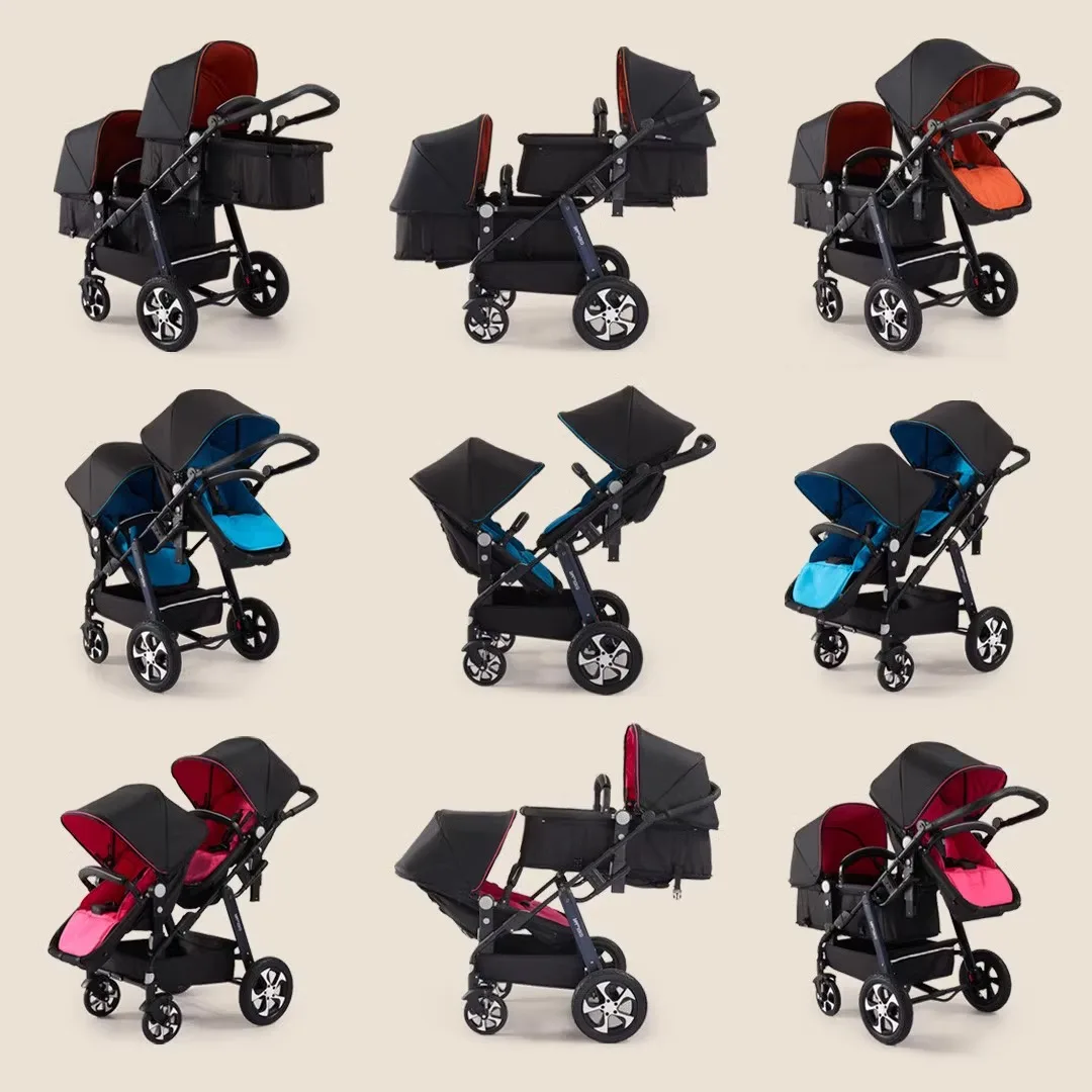 Twins Stroller Baby can sit and lie down Before and After Lightweight Folding Second Child Double Baby Buggy