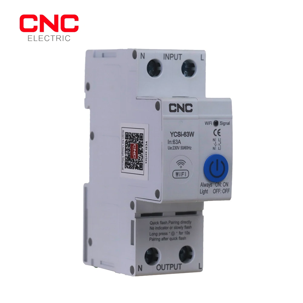 CNC 2P 63A WIFI Smart Switch  Energy Meter Kwh Metering Monitoring Timer Relay MCB TUYA Smartlife Voltage Current Protection