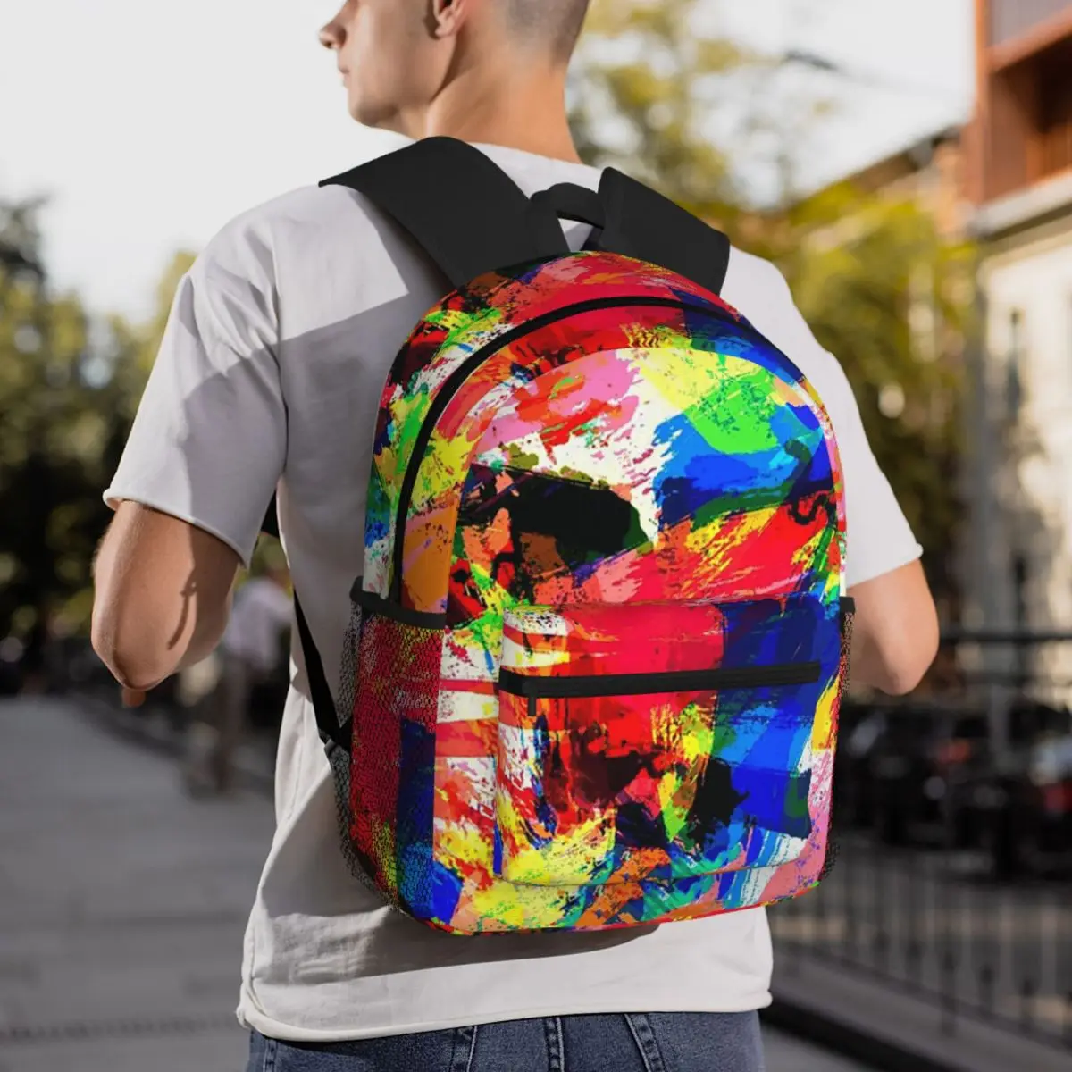 

Multicolored Paint Splatter Artist Graffiti Backpack Daypack Large Capacity Children BookBag School Bag Shoulder Bags for Unisex