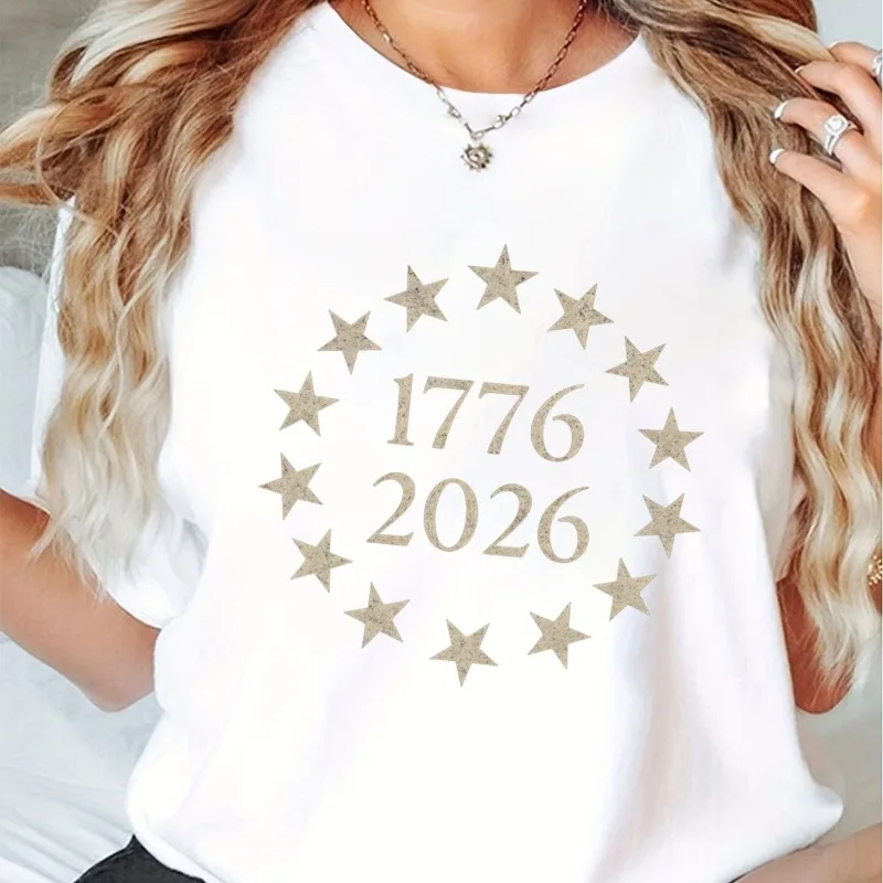 250th Anniversary of The United States 1776-2026 American Flag Printing Independence Day Celebration Patriotic Event Women's Top