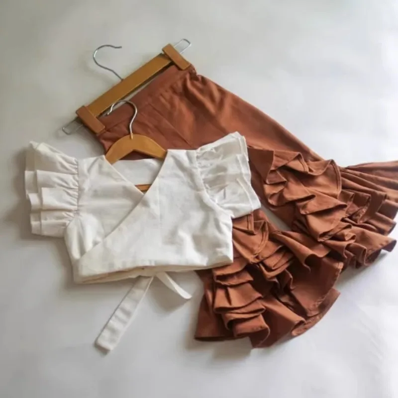 

Baby Girls Two Piece Set spring summer New Korean Style Fashion solid color Baby Girls top and pant Two-piece Set