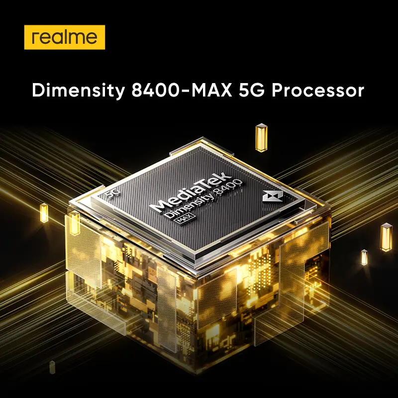 هاتف realme GT 7T يدعم 5G، معالج Dimensity 8400-MAX، بطارية سعة 7000 مللي أمبير، شحن بقدرة 120 واط، كاميرا Sony IMX896 بدقة 50 ميجابكسل مع مثبت بصري OIS، شاشة 6.8 بوصة بدقة 1.5K - 3