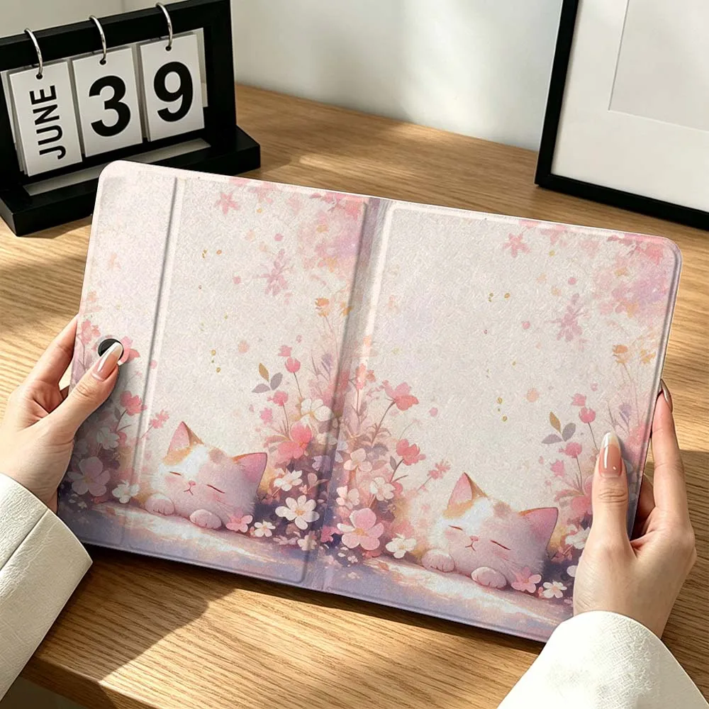 Cartoon Kitten Sunset Bed For OPPO VIVO IQOO OnePlus Realme Infinix Pad Pro 13 12.1 11.61 11.4 11 inch Tablet Case Gift