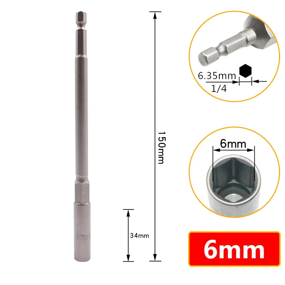 Socket Extension Bar Set 8Pcs 150mm Length with 6MM 7MM 8MM 9MM 10MM 11MM 12MM 13MM Sizes for 1/4 Inch Hex Shank Power Tools