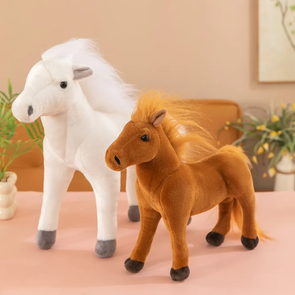 

Animal Simulation Horse Plush Toy Fluffy Stuffed Simulated Pony Doll 30cm PP Cotton Goat Plush Doll Valentine's Day Gifts
