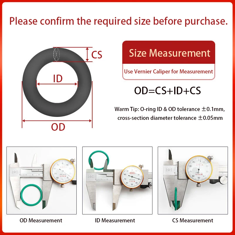 2-100pcs Black NBR O-Ring Seals, ID 1.6-190mm, Oil Resistant Round Gaskets Customizable