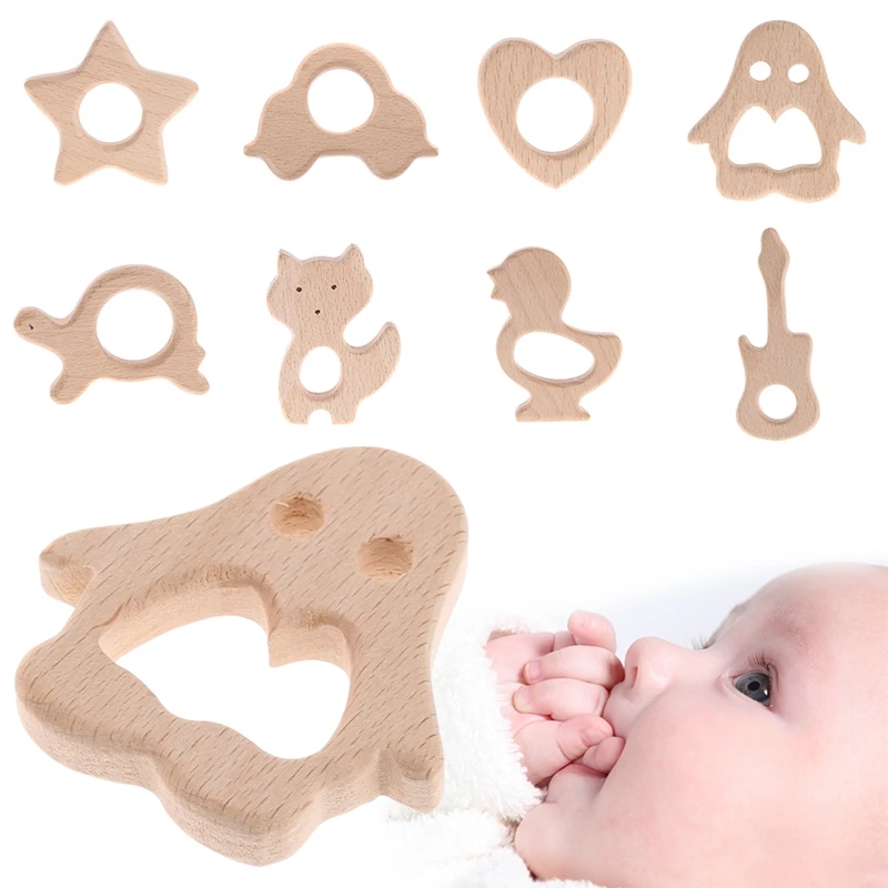 Wooden Novelty Rattles Star Baby Teether Eco-friendly Baby Teething Products