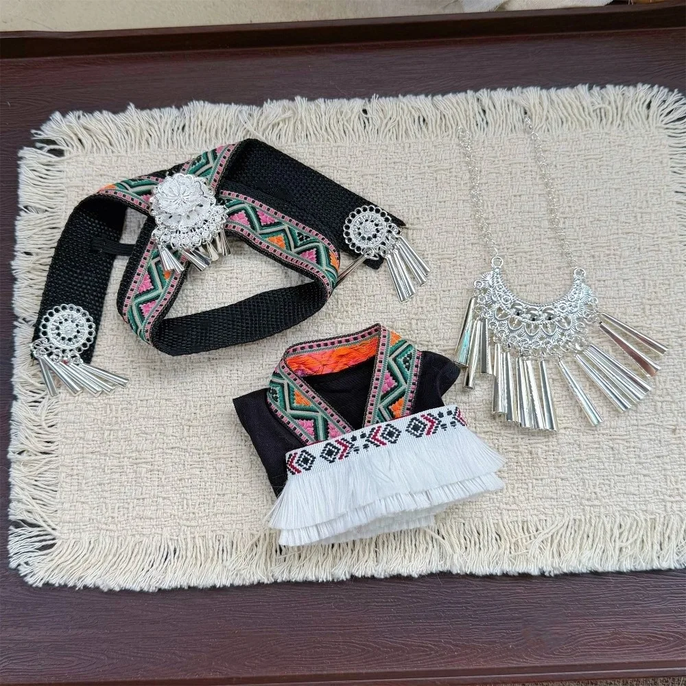 Full Outfit Set Outfit Set Clothes Fringe Skirt Clothes Set Silver Tassel Ornament Imitation Silver Jewelry