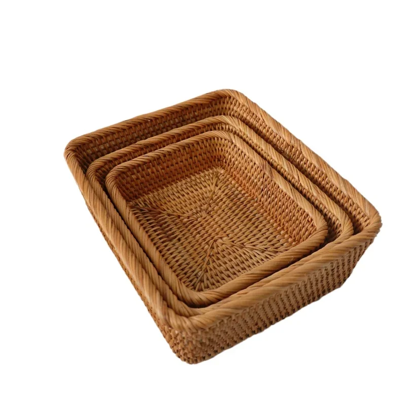 

*Pure handmade natural rattan fruit plate, storage plate, storage basket, coffee table desktop storage frame