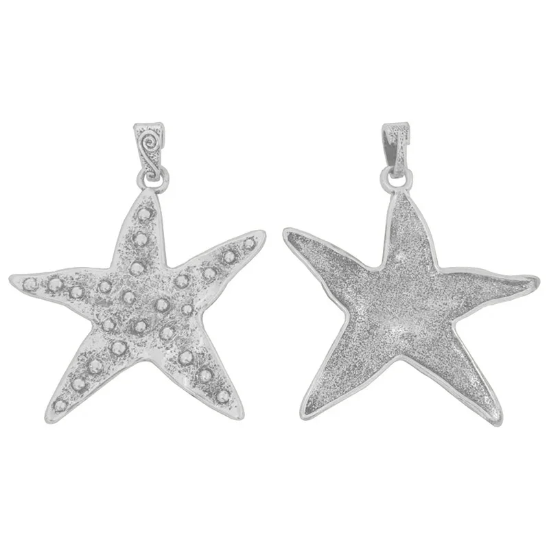 2pcs Large Hammered Starfish Charms Pendants for DIY Necklace Jewelry Making Findings 73x68mm