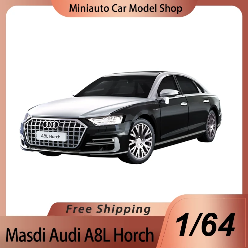 Nuevo en Stock Masdi 1:64 Audi A6l C6 aleación miniatura Diecast modelo Audi A6l C6 policía sedán coche modelo juguetes personalizados regalo para niños