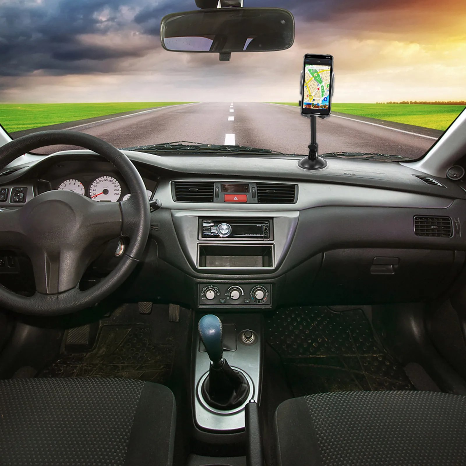 

Suction Cup Phone Holder Premium Durable Car Mount Adjustable Bracket Rotating Ball Joint Stable Navigation Stand