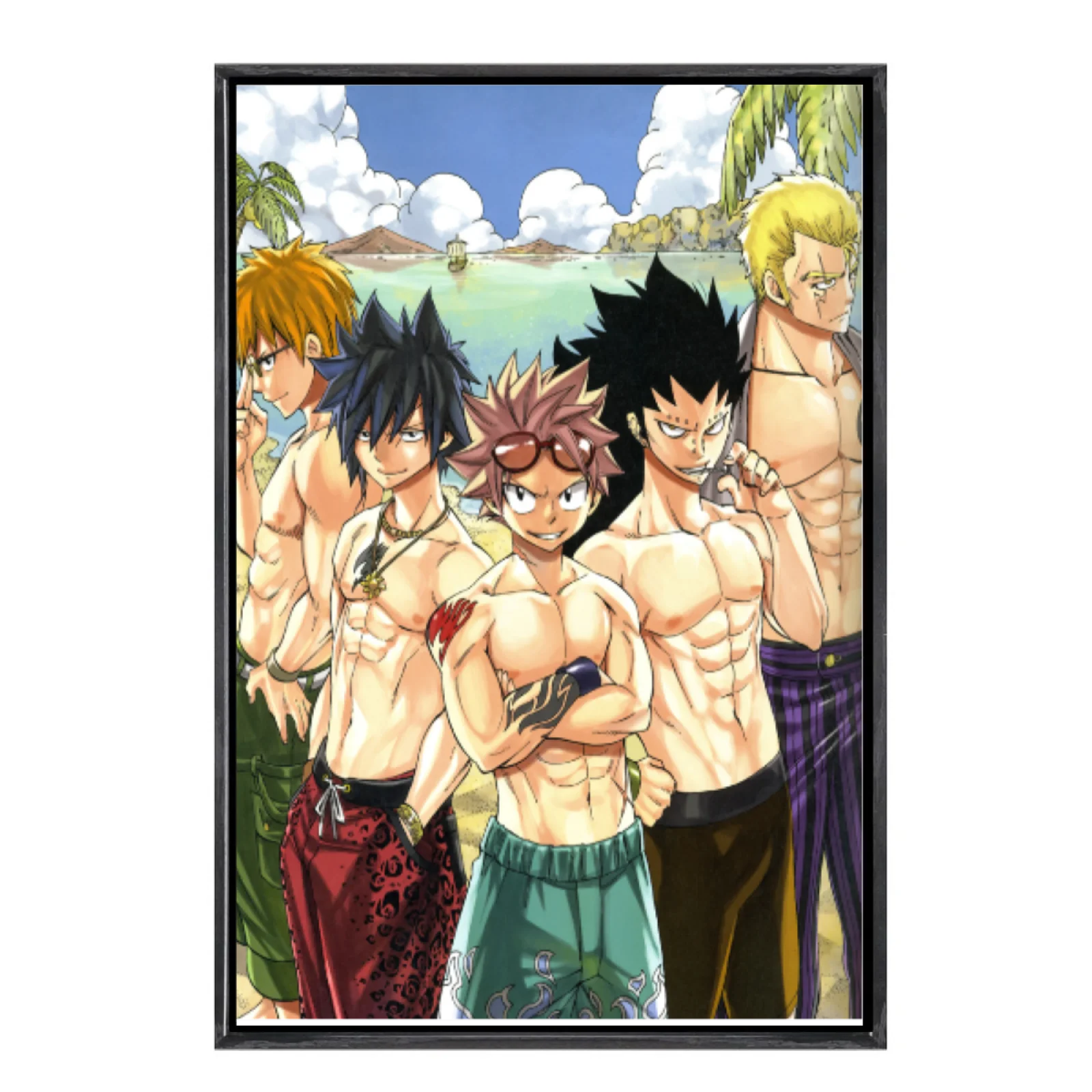 Japanese Manga Multi-Size Canvas Poster Double Framed Wall Art,Fairy Tail Home Decor for Living Room Bedroom