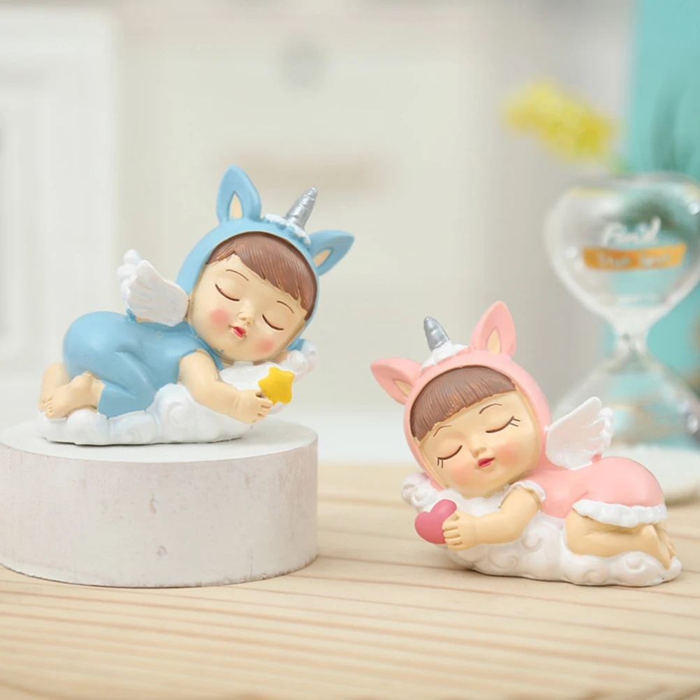 

Unicorn Girl Resin Figurine Decoration Sleeping Baby Desktop Sculpture Cake Topper Miniature Garden Shadowbox Home Office Table