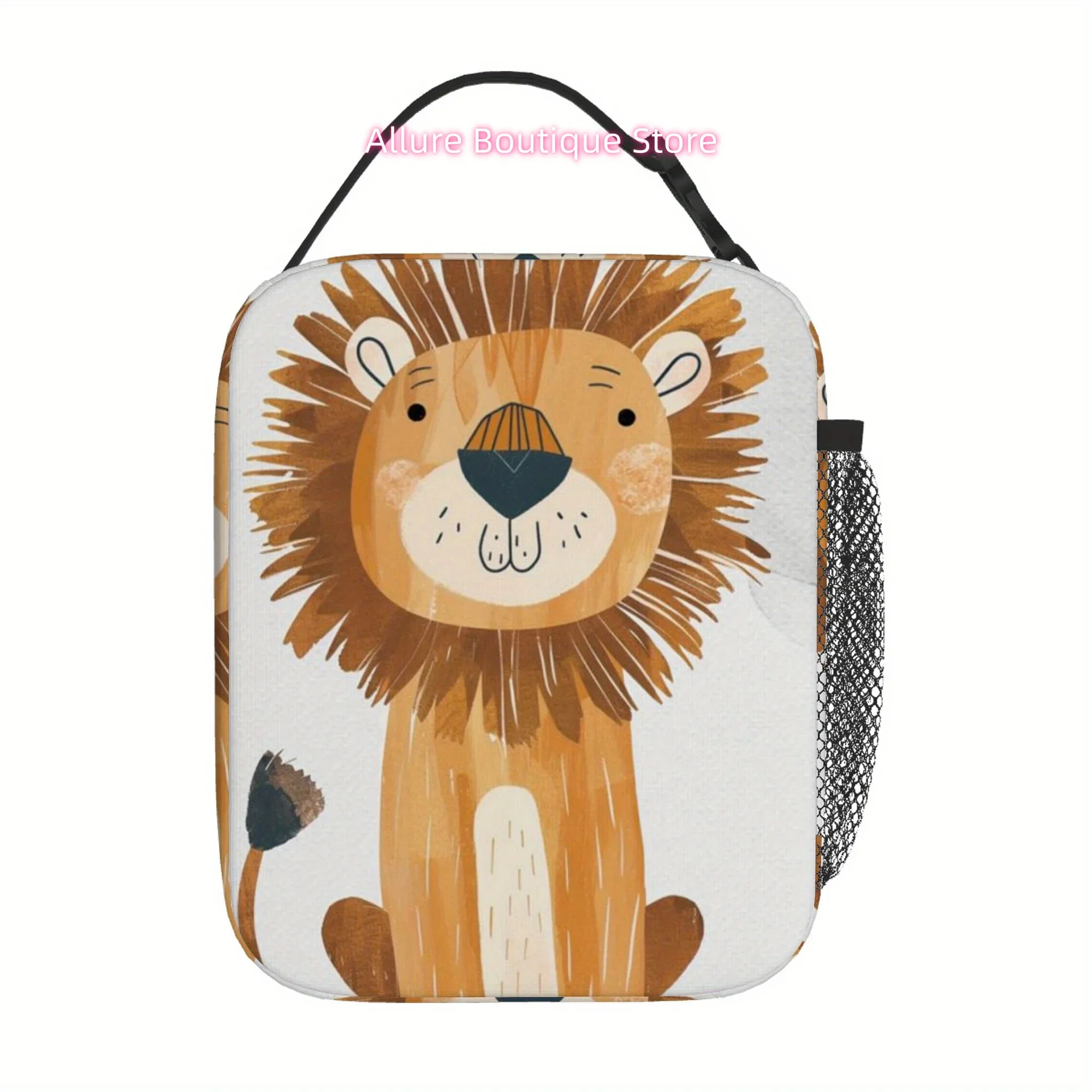 1pc Cute Lion Thermal Bag - Insulated Lunch Box, Thermal Cup Holder - Non-Food Contact Safe  Beige/Brown/Black/White/Gray/ -