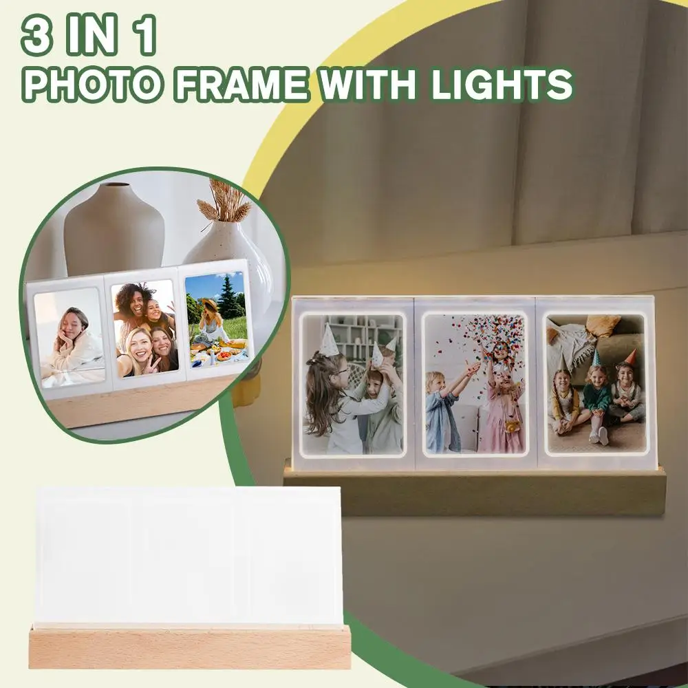 Desktop Decor 3 in 1 3 inch Photo Frame Acrylic LED Light Photo Table Instant Film Camera For Fujifilm Instax mini N8F1