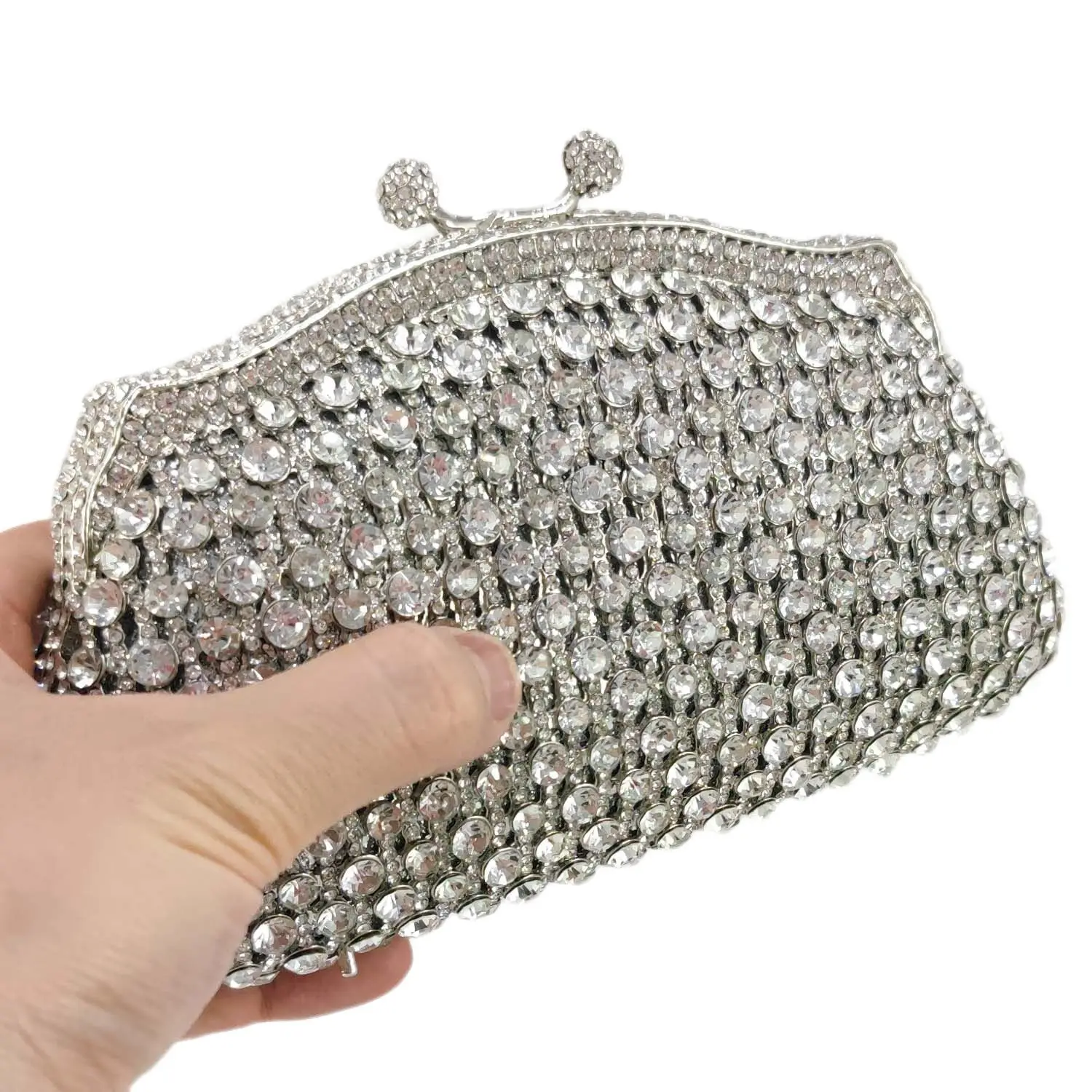 Boutique De FGG Retro Vintage Women Evening Handbags for Formal Party Crystal Clutch Purse Wedding Bridal Rhinestone Handbag