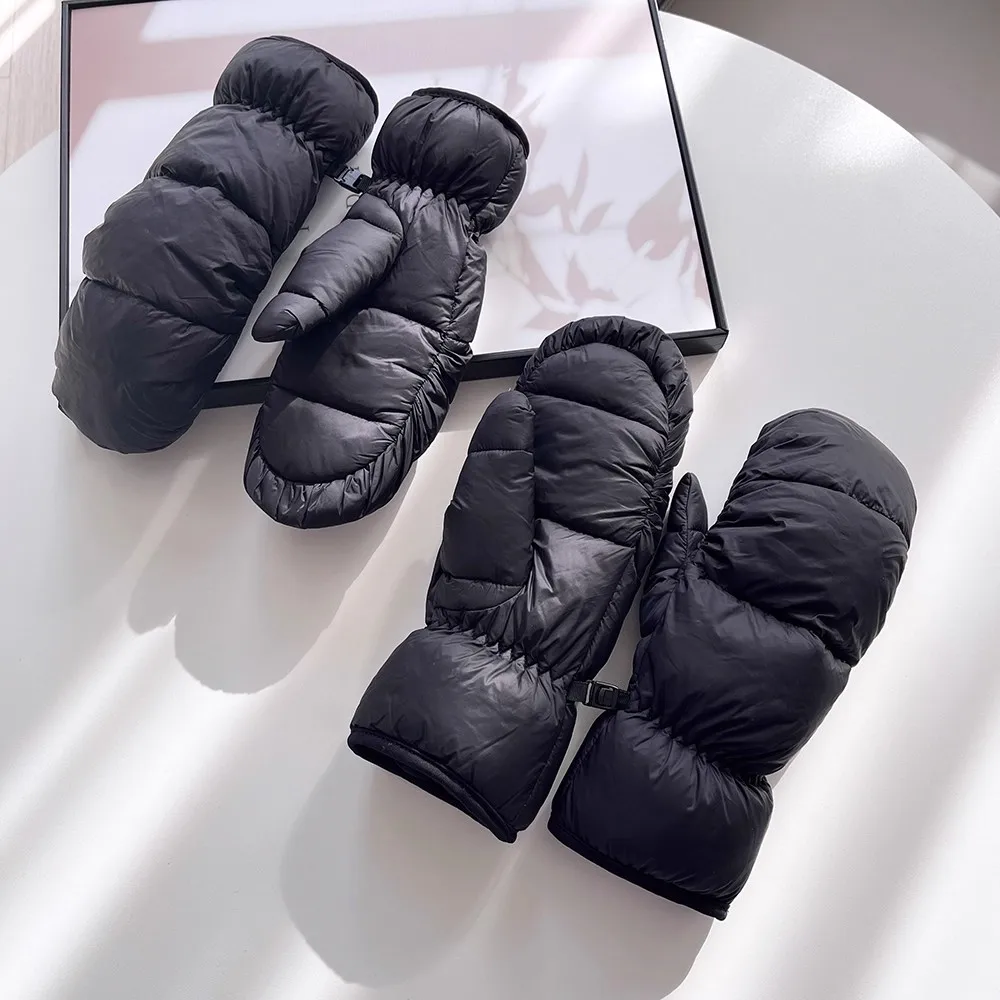 Nordic Outdoor Waterproof down Filled Gloves Men's Thickened Finger Skiing Gloves Warm Cozy Fleece Lined Cold Proof