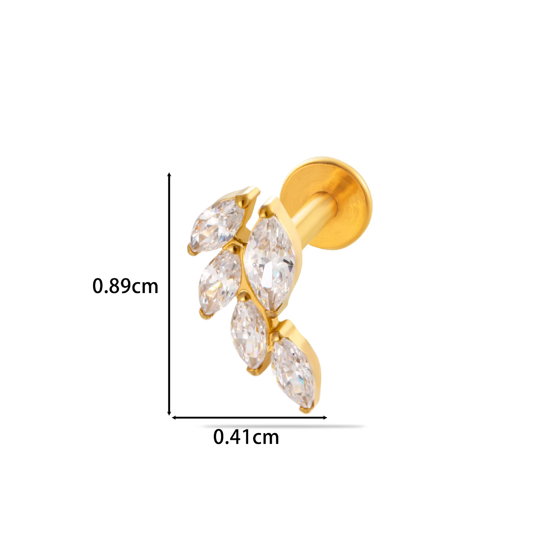 1PC G23 Titanium Piercing Helix Cartilage Tragus Stud Horse's Eye Moon CZ Ear Stud Internal Thread Labret Lip Studs Body Jewelry