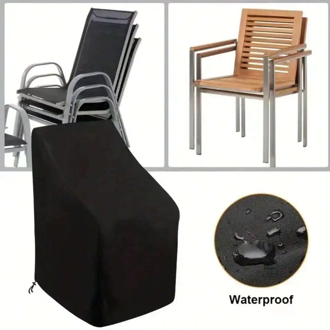 Stacking Outdoor Chair Covers Waterproof and Dustproof, Garden Patio Furniture Covers Stacking Chairs 210D Oxford Fabric