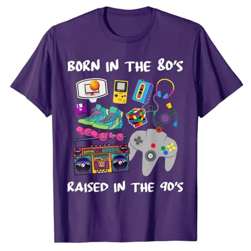 Retro Style 80s 90s Graphic Tee Tops Hobbies Lover Vintage Outfit Cool Party Clothes Born In The 80's Raised In The 90's T-Shirt