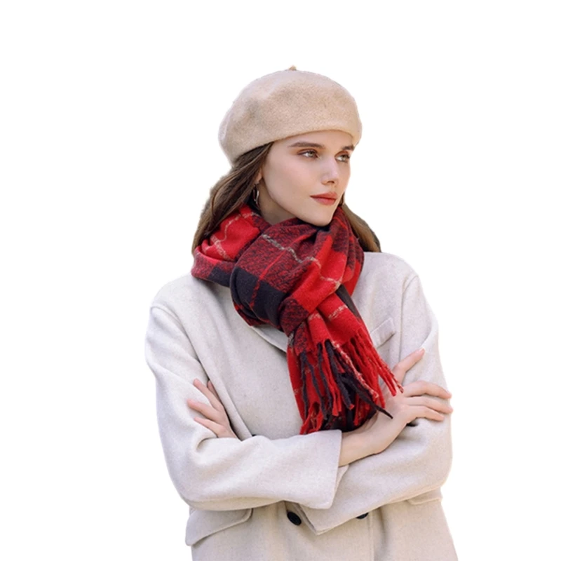estilo outono cachecol quente macio cobertor clássico borlas xadrez cachecóis