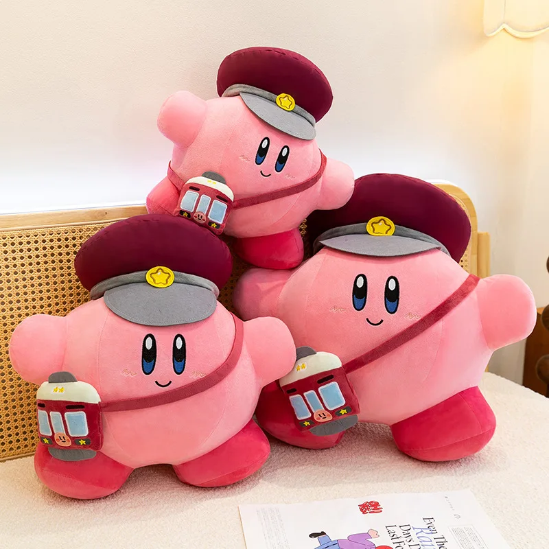 New 65cm Fluffy Kirby Station Attendant Plush Pillow, Ultra-Soft Pink Kirby Stuffed Toy, Cozy Anime Cushion for Sofa & Bed view 3