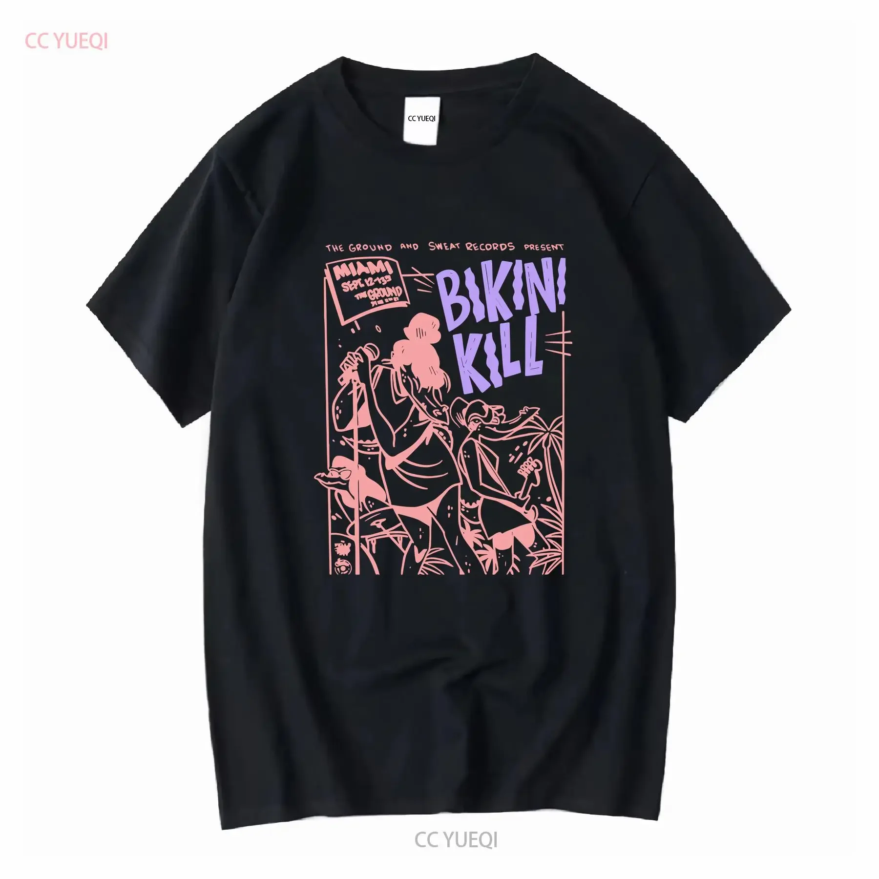 Bikini Kill Rock Band Fans Music Lovers Black T Shirt S 5XL long or short sleeves vintage Washed fashion Versatile Slightly