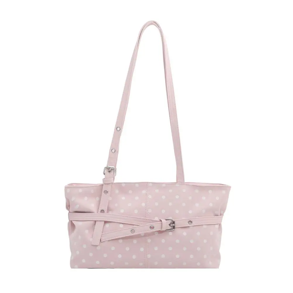 Lässige Schultertasche mit Polka-Dot-Muster, im koreanischen Stil, große Kapazität, ideal für den täglichen Gebrauch, Handtasche mit Schnallenriemen, Schultertasche für Damen. – Detail 3