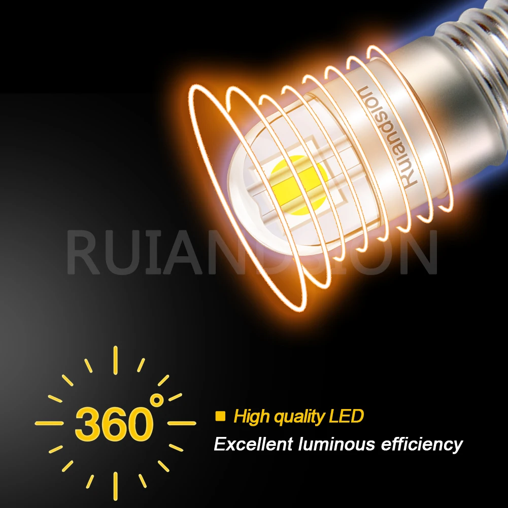 Ruiandsion E10 LED Bulb  3030 2SMD Chips White 3V 4.5V 6V 9V 12V 24V 110V 220V Non Polarity Camping Hiking Caving Lights  200LM - view 6