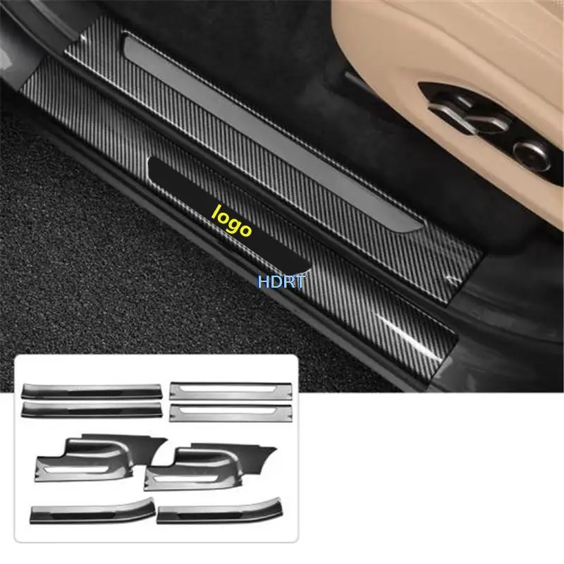 Car Styling Carbon Fibre Bumper Rear Trunk Guard Trim Tail Gate Welcome Pedal Cover Door Sill Sticker For Huawei Aito M7 2022 +