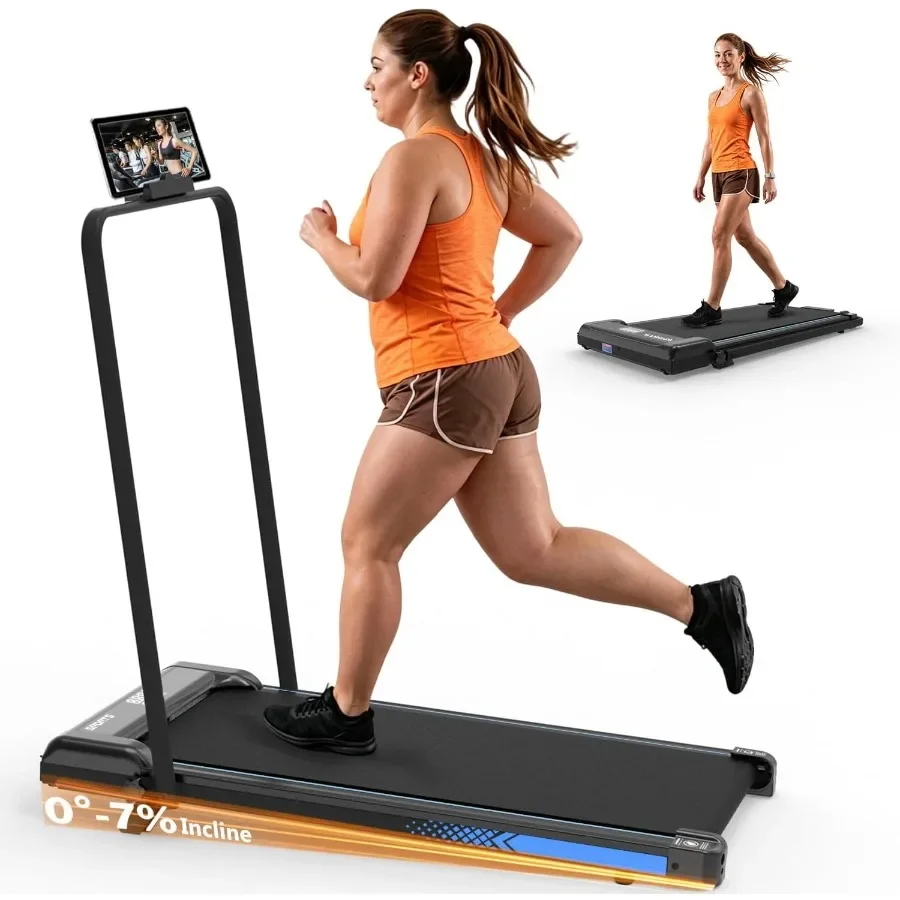 Walking Pad Treadmill for home use, aluminum alloy frame, black, 7 manual incline for effective low-impact cardio workouts