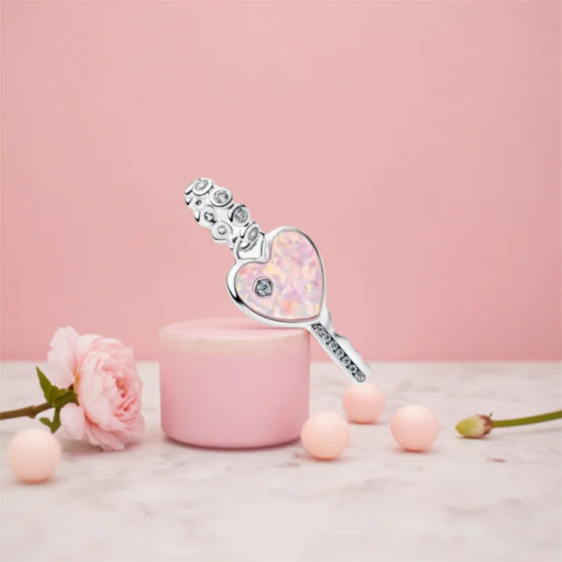 Love Key to My Heart Necklace Pendant 925 Silver, Romantic Lock & Key Couple Gift for Her Him, DIY Charm for Bracelet
