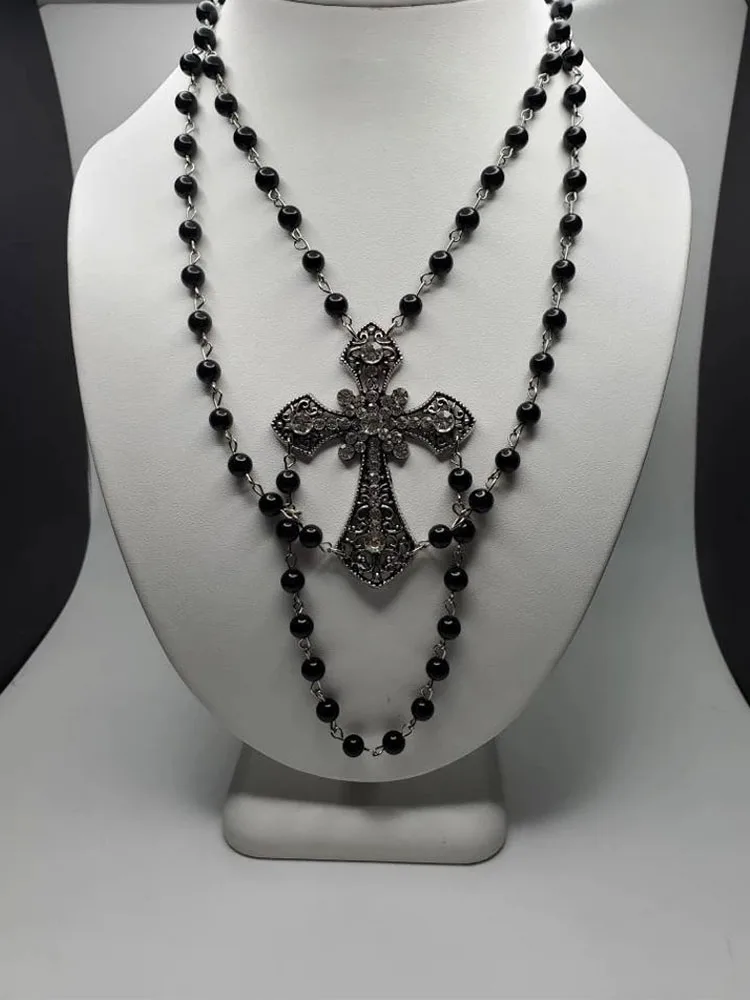 Victorian cross Pendant necklace Medieval Gothic Romantic Halloween