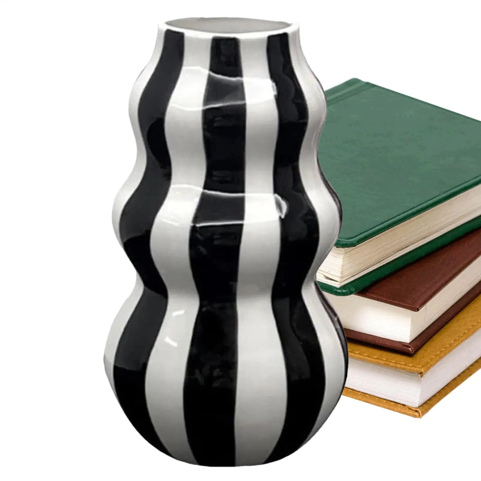 

Ceramic Flower Vase Table Vase Striped Ceramic Flower Container Craft For Apartment Bathroom Kitchen Indoor Room Table