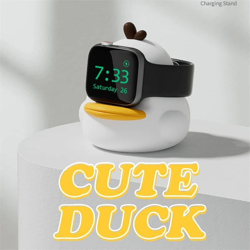 Charger Stand For Apple Watch Series 49mm 45 41 44 42 40 38mm iWatch Ultra 2 9 8 7 6 5 4 3 2 1 SE Cute Duck Silicone Charging