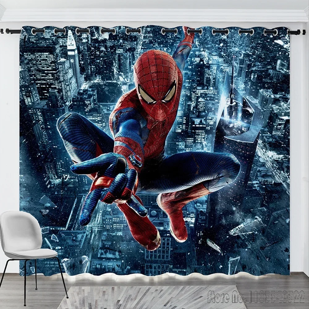 Anime City Heroes Sports Spiderman Window Curtain 3D Print Blackout Curtains Living Room Bedroom Decor Custom Kids Gift