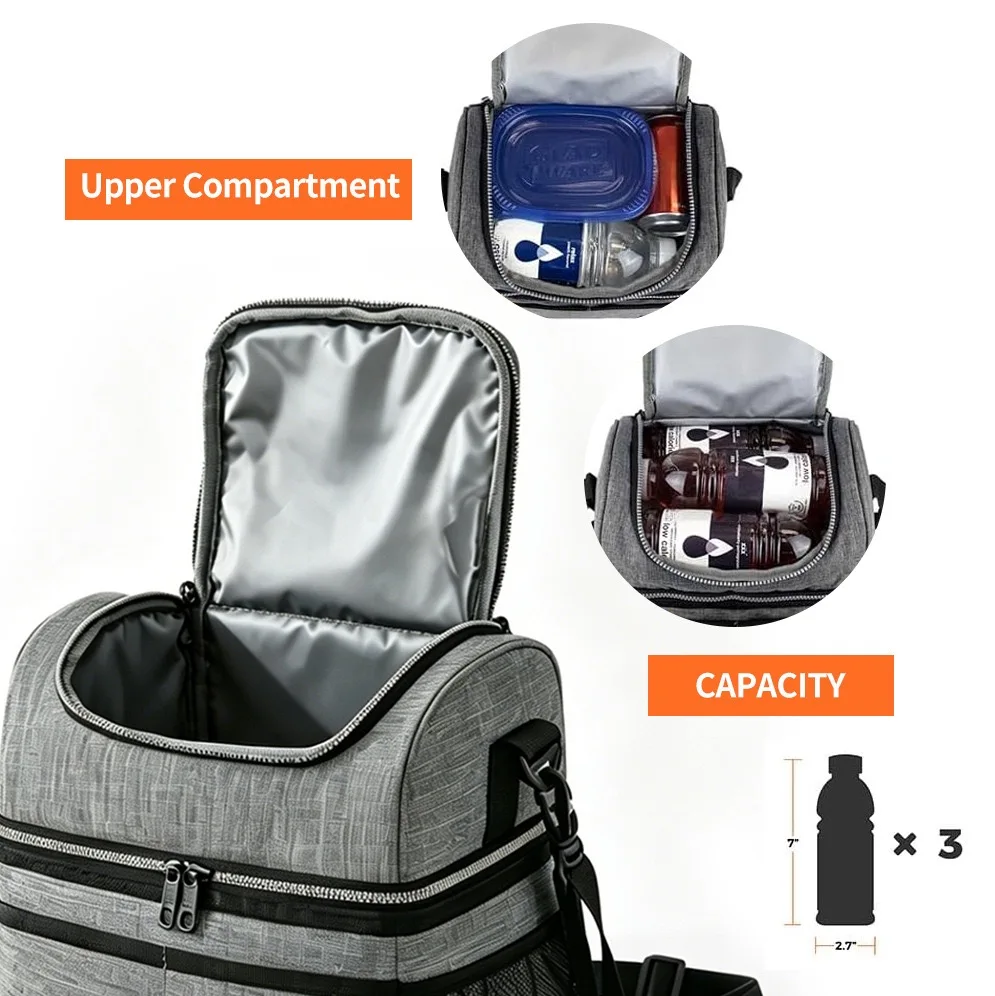 Double-Layer Lunch Bag Amazon Thickened Fresh-Keeping Refrigerated Bag Outdoor Picnic Insulated Bag Portable Lunch Bag