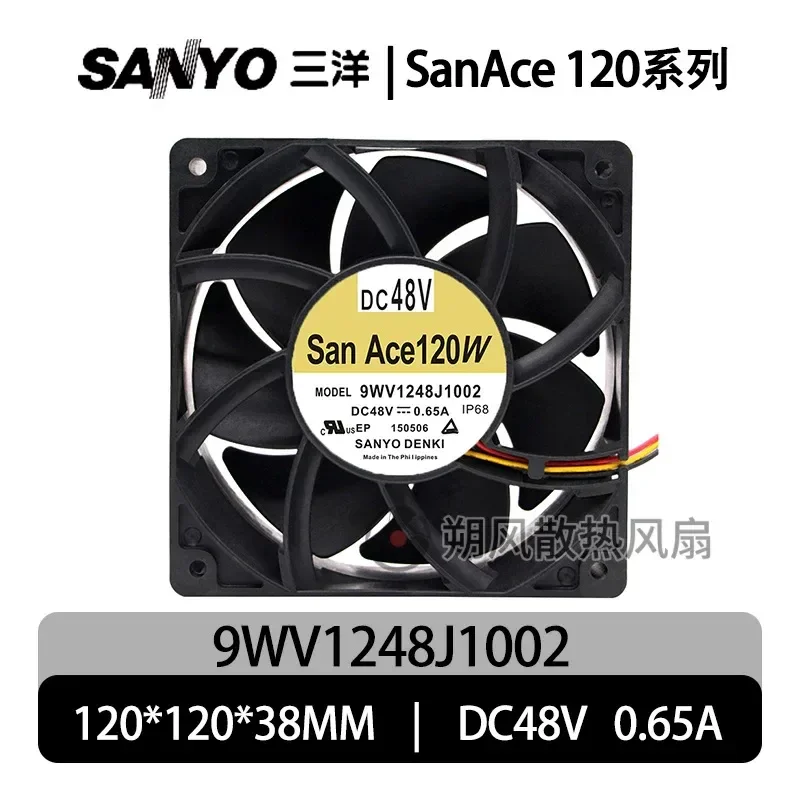 for Sanyo 9WV1248J1002 12038 48V 0.65A 12CM Temperature Control Speed Regulation Violent Cooling Fan