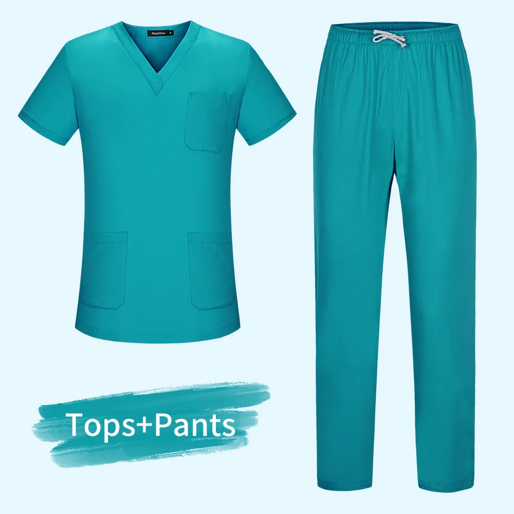 Spa uniforme de manga curta unissex macacão cirúrgico uniformes médicos acessórios enfermeira dentista roupas de trabalho feminino esfrega ternos