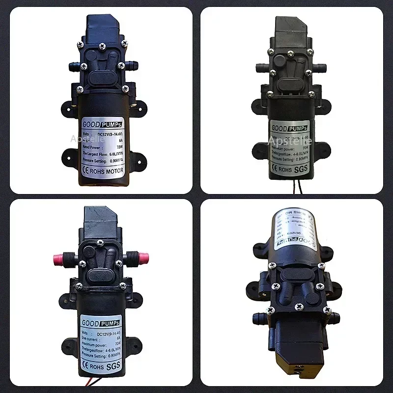 12VDC 72W Good Pumps Micro Electric Diaphragm Reflux Water Pump Automatic Switch 4L/Min High Pressure Car Washing Spray