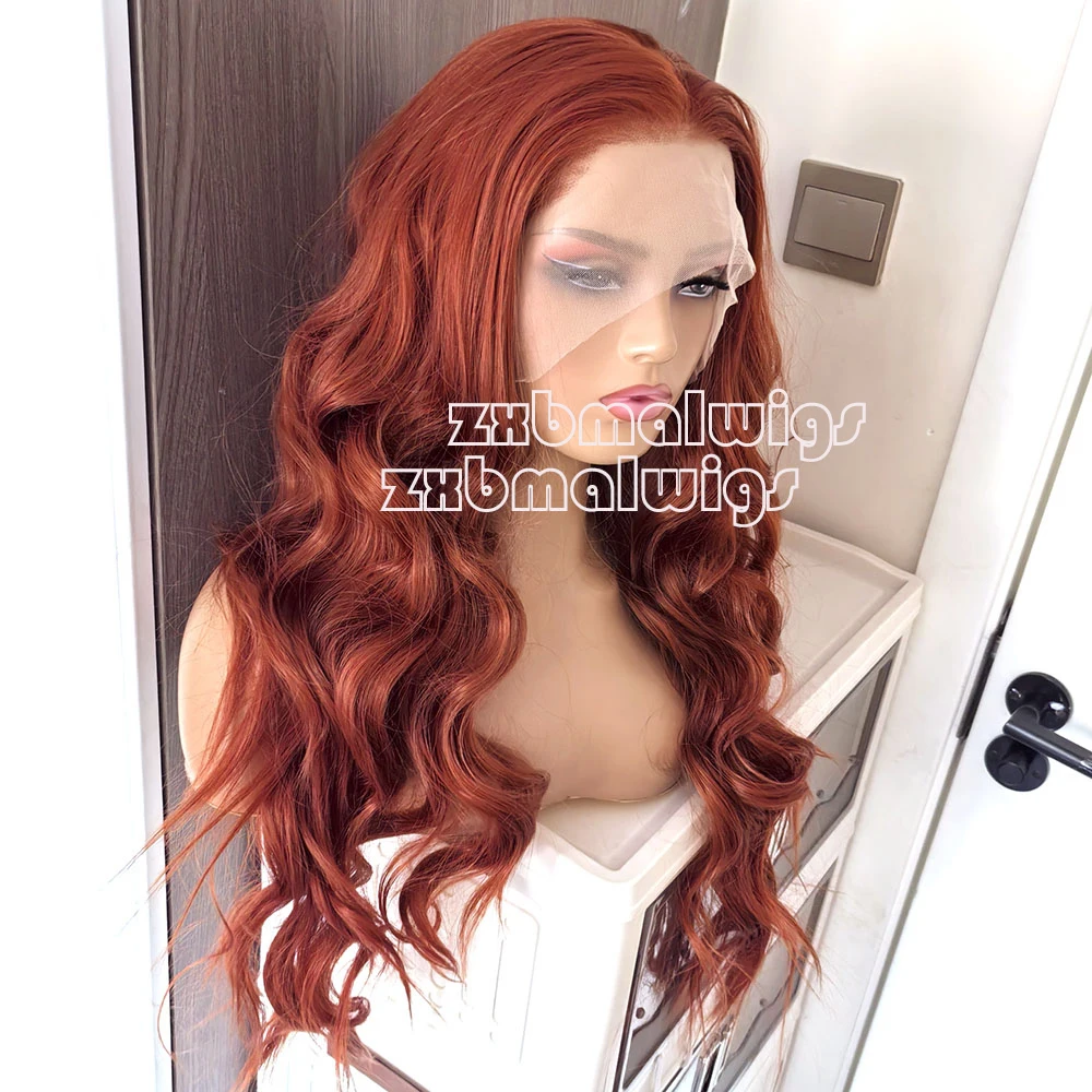 ZXBMALWIGS  Synthetic Hair Ginger Body Wave Lace Front Wigs for Women  High Temperature Fiber Lace Wigs Daily Cosplay