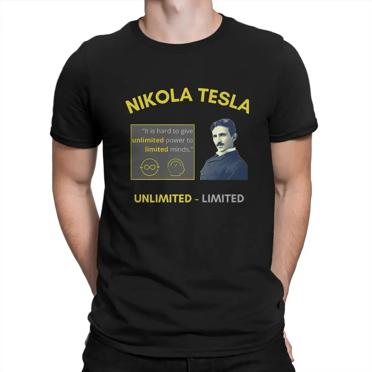 fashion manga Nikola Tesla Men's TShirt unlimited power to limited minds Individuality T Shirt Graphic Streetwear New Trend