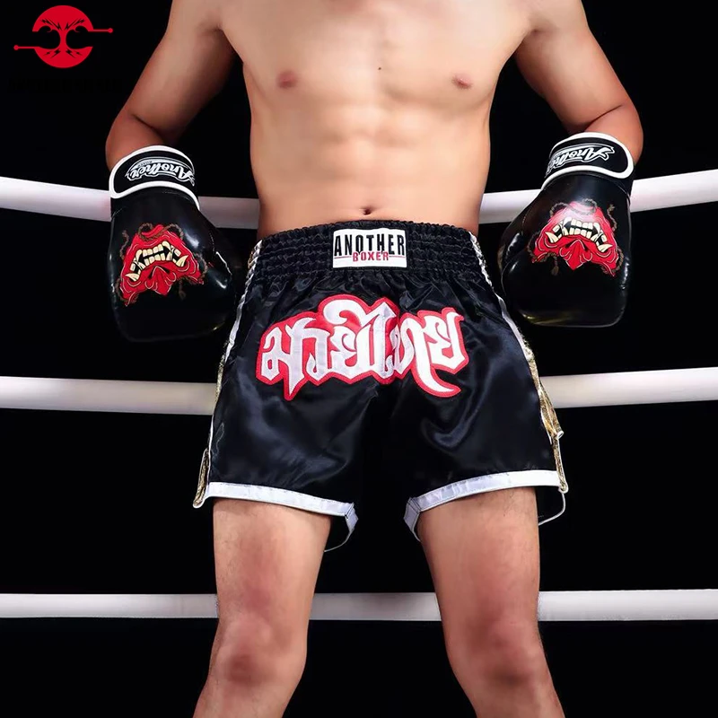 

Muay Thai Fight Kickboxing Shorts Fitness Men Women Kids Boxing Shorts Embroidery Thailand Gym Training Black MMA Jujitsu Pants