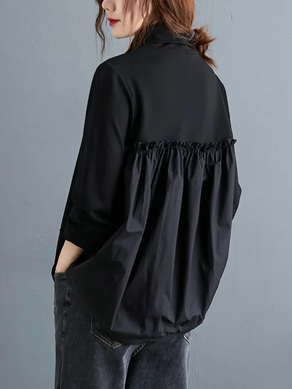 

Свободный топ с высоким воротником и длинными рукавами, повседневный, женский, базовый, больших размеров, с эффектом стройности, зимний, для отдыха, модный