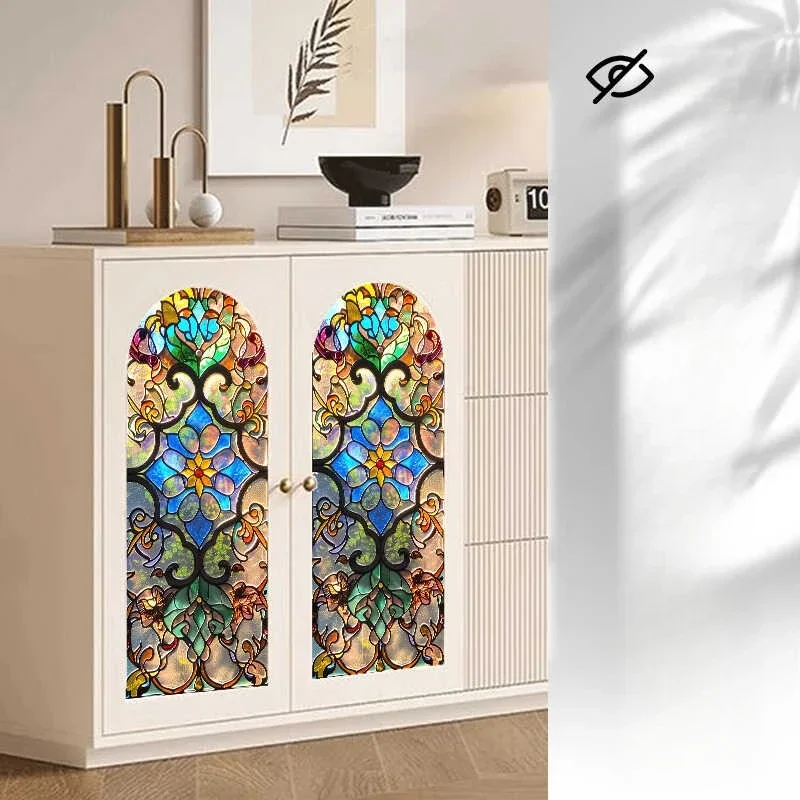 European Color Palace Wind Window Glass Stickers Church Retro Anti-snooping Stained Static Glass Cling Window Film Decorative