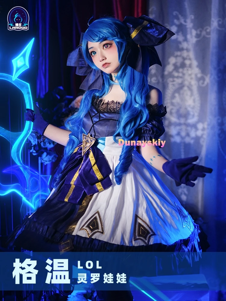 Gwen Gioco Cosplay LOL Costume Gioco Cos LOL Cosplay Nuovo eroe Gwen Abito gotico Costume Lolita e parrucca cosplay Set di giochi di ruolo