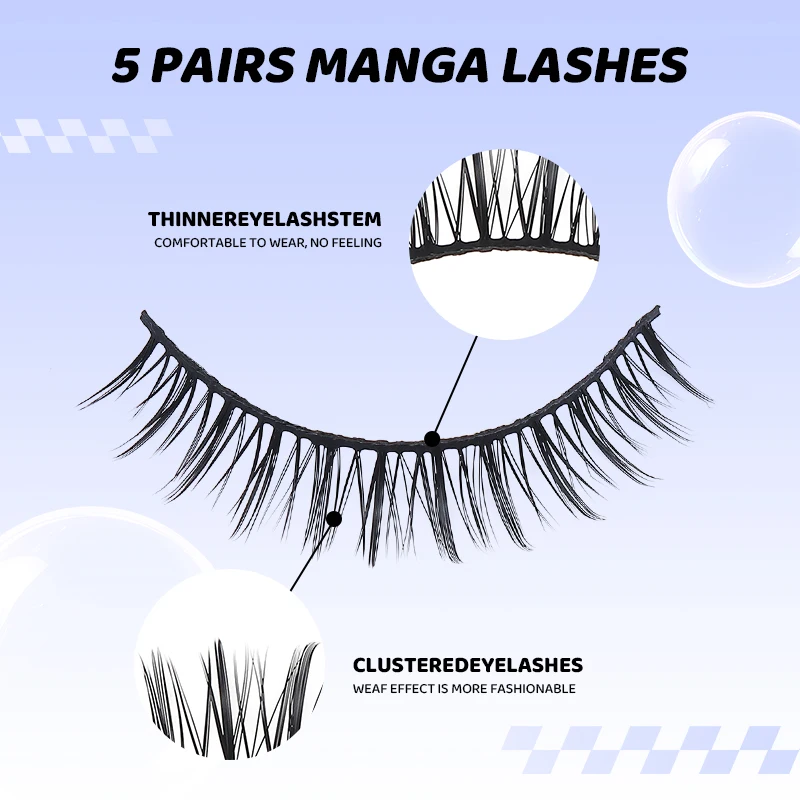 5 Paar weiche Streifenwimpern, Manga-Make-up, koreanische natürliche falsche Wimpern, DINGSEN, natürliche Wimpern, Ärmel, Anime, tägliche Wimpern – Detail 5