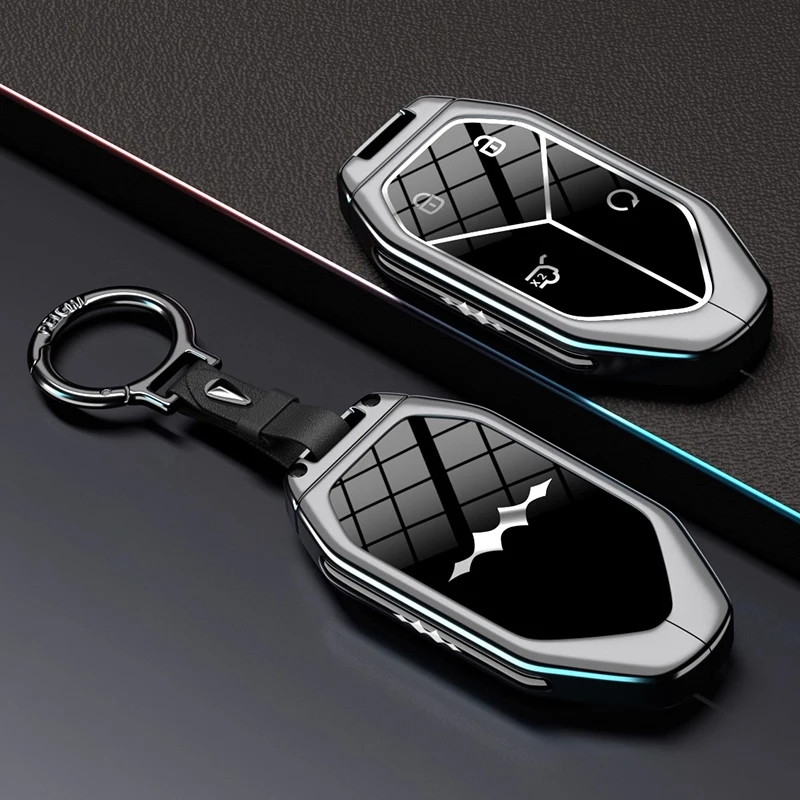 

Zinc Alloy Car Key Case Cover For BYD Equation Leopard 5/8 Ti3 7 Keychain Remote Key Fob Cover Bag Protector Car Accessories